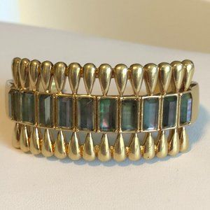 LUCKY BRAND Gold Cuff Bracelet inlay with iridescent mother of pearl stones